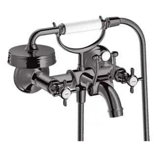 Axor Montreux Смеситель для ванны, 2 вентиля, ручной душ, излив, цвет: полированный черный хром 16540330