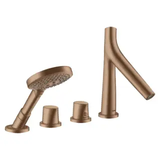 Axor Starck Organic Термостат на борт ванны, с ручн. душем, внешняя часть, цвет: шлиф. роз. золото 12426310