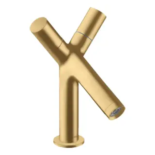 Axor Starck Смеситель для раковины на 1 отверстие с донным клапаном, цвет: шлифованное золото 10030250