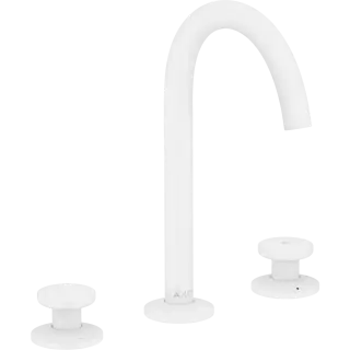 Axor One Смеситель для раковины двухвентильный на 3 отверстия с донным клапаном, цвет: матовый белый 48070700