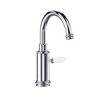 Burlington Смеситель для раковины на 1 отверстие, излив 19,9h см, цвет: хром/белый глянцевый T64