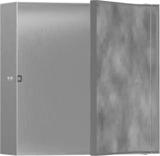 Hansgrohe XtraStoris Rock Полка в нишу встраиваемая 30х10х30h см, с дверью, цвет: нержавеющая сталь 56085800