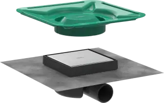 Hansgrohe RainDrain Точечный слив с решеткой квадр. 22,6х22,6х9,5h см, цвет: нерж. сталь 56112800