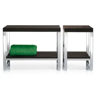 Decor Walther Wood SO Скамейка с полкой 60x30xh44 см, цвет сталь полированная темный ясень 0927085