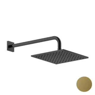 Gessi Rilievo Верхний душ 25x25 см 1 вид струи, кронштейн настенный 38,9 см, цвет: brushed brass PVD 59158#727