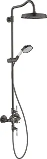 Axor Montreux Душевая стойка: термостат, верхний душ 24 см, лейка, цвет: шлифованный черный хром 16572340