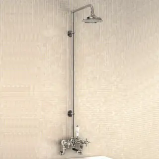 Burlington Claremont Душевой комплект: смеситель, душ, стойка, излив 13 см, цвет: хром/черный глянец H295-CL BLA