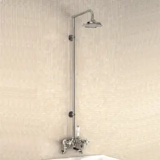 Burlington Anglesey Душевой комплект: смеситель, душ, стойка, излив 13 см, цвет: хром/черный глянец H295-AN BLA