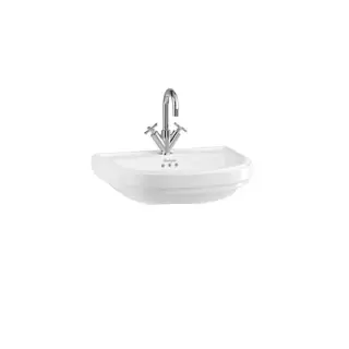 Burlington Riviera Раковина подвесная 57х47 см, перелив, без отв. под смеситель, цвет: белый глянец RIV3 NTH