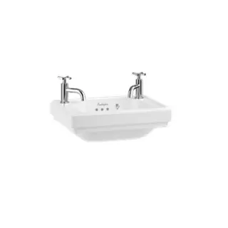 Burlington Riviera Раковина подвесная 45х32 см с переливом, 2 отв. под смеситель, цвет: белый глянец RIV8 2TH