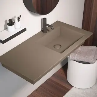 Cielo Era Раковина подвесная 100x46xh14 см, SX, с 1 отв., под смеситель, цвет: Fango ERLA100SXFN