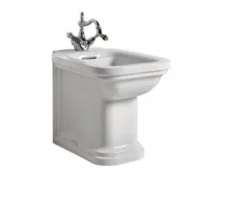 Kerasan Waldorf Биде напольное 55x37 см, с 1 отвер. под смес., переливом и накладкой, цвет: Bianco 4121K1bi/cr*1
