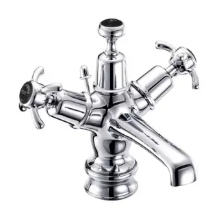 Burlington Regent Смеситель для раковины на 1 отверстие, излив 4,5h см, цвет: хром/черный глянец ANR4-QT BLA