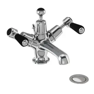 Burlington Kensington Смеситель для раковины на 1 отверстие, излив 4,5h см, цвет: хром/черный глянец KE4-QT BLA