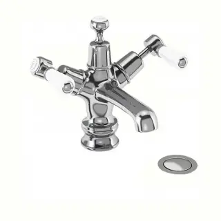 Burlington Kensington Смеситель для раковины на 1 отверстие, излив 4,5h см, цвет: хром/белый глянец KER6-QT
