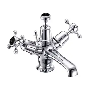 Burlington Claremont Смеситель для раковины на 1 отверстие, излив 4,5h см, цвет: хром/черный глянец CL4-QT BLA