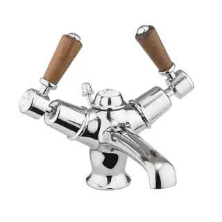 Burlington Bridge Смеситель для раковины на 1 отверстие, излив 4,5h см, цвет: хром/орех глянец KE4-QT WAL