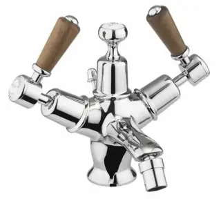 Burlington Bridge Смеситель для раковины на 1 отверстие, излив 4,5h см, цвет: хром/орех глянец KE6-QT WAL