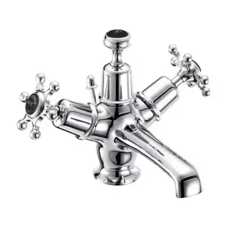 Burlington Birkenhead Смеситель для раковины на 1 отверстие, излив 4,5h см, цвет: хром/черный глянец BI4-QT BLA