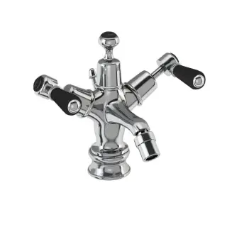 Burlington Regent Смеситель для биде на 1 отверстие, донный клапан, цвет: хром/черный глянец KER13-QT BLA