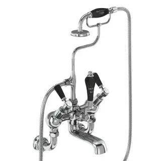 Burlington Kensington Смеситель для ванны с ручным душем и держателем, цвет: хром/черный глянец KER21-QT BLA