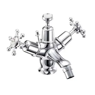 Burlington Classic Смеситель для биде на 1 отверстие, донный клапан, цвет: хром/белый глянец BI13-QT
