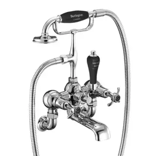 Burlington Anglesey Смеситель для ванны с ручным душем и держателем, цвет: хром/черный глянец AN17-QT BLA