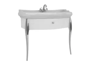 Kerasan Retro Консоль под раковину, напольная 100x54,4 см, с 1 ящиком, цвет: Laccato Bianco/Cromo 7363K7