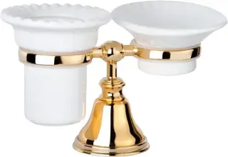 TW Harmony 141 Стакан с мыльницей на настольном держателе, керамика, цвет: золото TWHA141oro