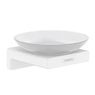 Hansgrohe AddStoris Мыльница подвесная со стеклянной чашей, латунь цвет: белый 41746700