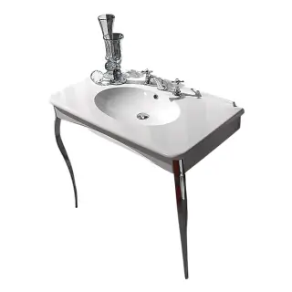 Kerasan Retro Раковина консоль 100х55 см, с 3 отвер. под смеситель и переливом, цвет: Bianco/Cromo 1049K0 bi*3 cr legs