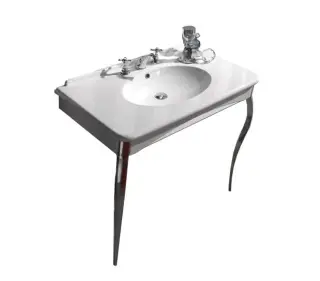 Kerasan Retro Раковина консоль 100х55 см, с 1 отвер. под смеситель и переливом, цвет: Bianco/Cromo 1049K0 bi*1 cr legs