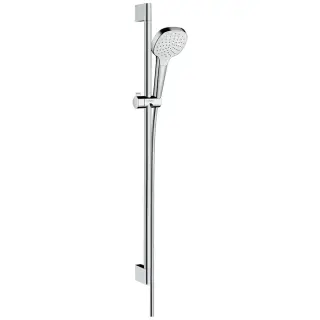 Hansgrohe Croma Select E Душевой гарнитур: лейка 1 режим EcoSmart, штанга 96 см, цвет: белый/хром 26595400