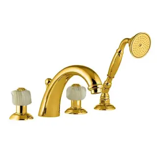 Nicolazzi Onice Смеситель на борт ванны, 4 отв., излив 22,3 см, цвет золото 2104GO09O