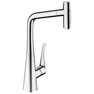 Hansgrohe Metris Select M71 Смеситель для кухонной мойки однорыч. 320, с выдв. изливом цвет: хром 73820000