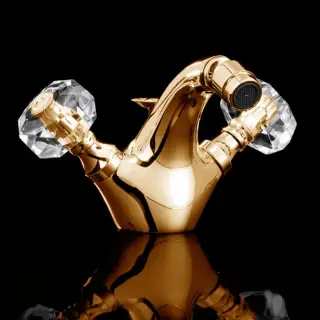 Devon&Devon Excelsior King Смеситель для биде на 1 отв., донный клапан, цвет золото 24к. EXC-KN110GK