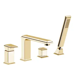 Gessi Eleganza Смеситель на борт ванны на 4 отв., с перекл., с ручн. душем, цвет: gold CCP brushed 46037#087