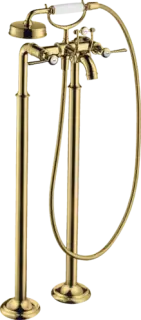 Axor Montreux Смеситель для ванны, напольный, на 2 отв., с ручным душем, цвет: полированное золото 16553990