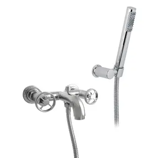 Nicolazzi Arena Смеситель для ванны с душем duplex настенный, излив 16,8 см, цвет хром 3302CR44