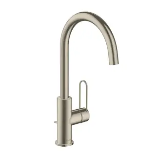 Axor Uno Смеситель для раковины высокий на 1 отверстие с донным клапаном, цвет: шлифованный никель 38036820