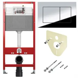 Tece Base Инсталляция для унитаза 4 в 1 с кнопкой смыва, креплением и шумоиз., цвет: хром глянцевый 9400412