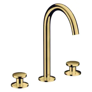 Axor One Смеситель для раковины на 3 отверстия с донным клапаном, цвет: полированное золото 48070990