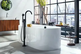 Axor One Смеситель для ванны, напольный, однорычажный, с ручным душем, цвет: хром 48440000