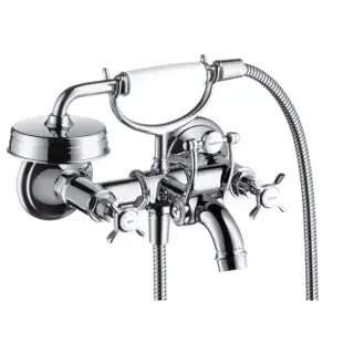 Axor Montreux Смеситель для ванны, 2 вентиля, ручной душ, шланг, излив 22,4 см, цвет: хром 16540000