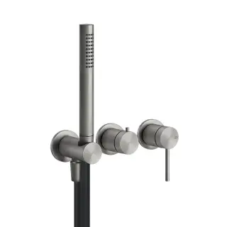 Gessi 316 Смеситель для ванны встраиваемый, 2 потребителя, лейка, цвет: steel brushed 54039#239