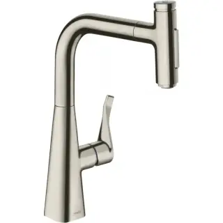 Hansgrohe Metris Select M71 Смеситель для кух. мойки однорыч. 240, с выдв. изл. цвет: нержав. сталь 73822800