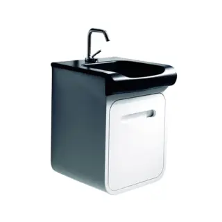 Kerasan Inka Project Раковина полувстраиваемая 40x40x10h см, с 1 отвер. и перел., цвет: Nero lucido 341204 nero*1