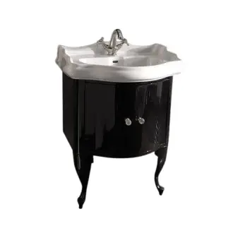 Kerasan Retro Тумба под раковину на 69 см, напольная, с 2мя дверцами, цвет: Nero lucido/Cromo 7361K1