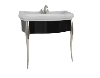 Kerasan Retro Консоль под раковину, напольная 73x54 см, с 2-мя нож., цвет: Laccato nero lucido/Cromo 7362K2