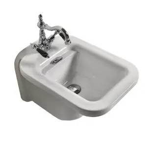 Kerasan Waldorf Биде подвесное 55x37 см, с 1 отв. под смес., перел и заглушкой, цвет: Bianco/Cromo 4125K1bi/cr*1